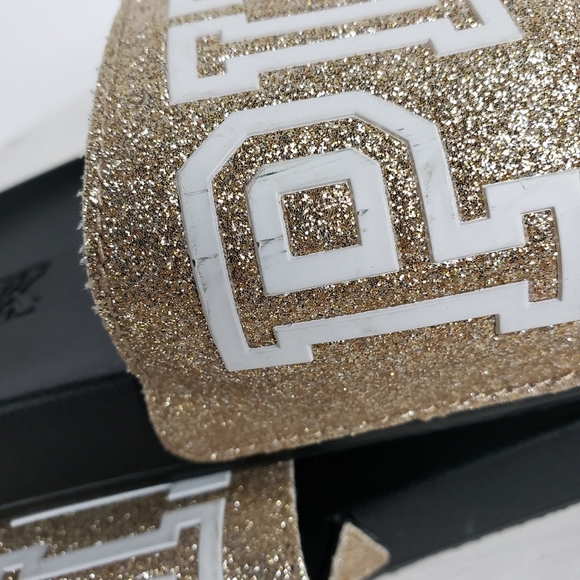 - 394GAP Victoria's Secret VS PINK glitter slides gold - Picture 9 of 11